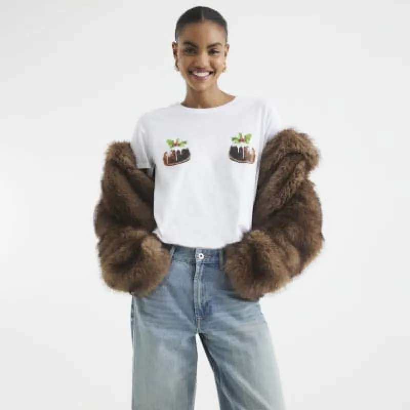 White Christmas Pudding T-shirt sold by River Island