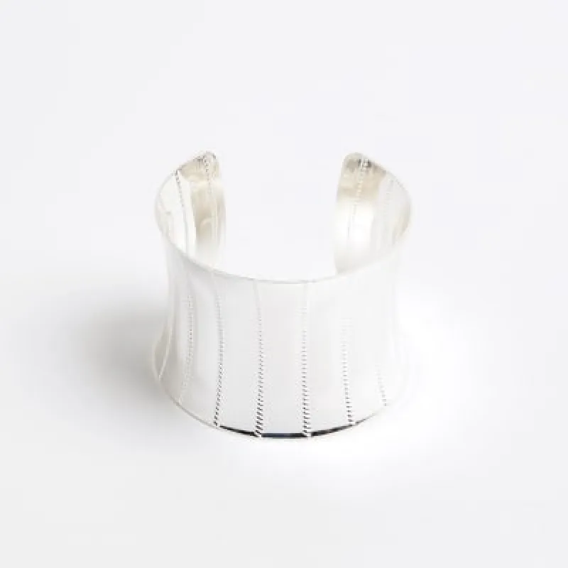 Silver Ridged Cuff Bracelet sold by River Island