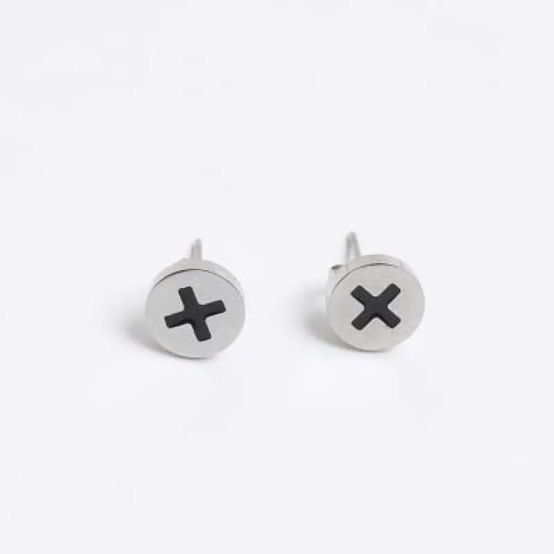 Black Screw Stud Earrings sold by River Island
