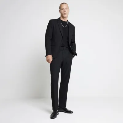 Black Slim Fit Notch Texture Suit Jacket sold by River Island
