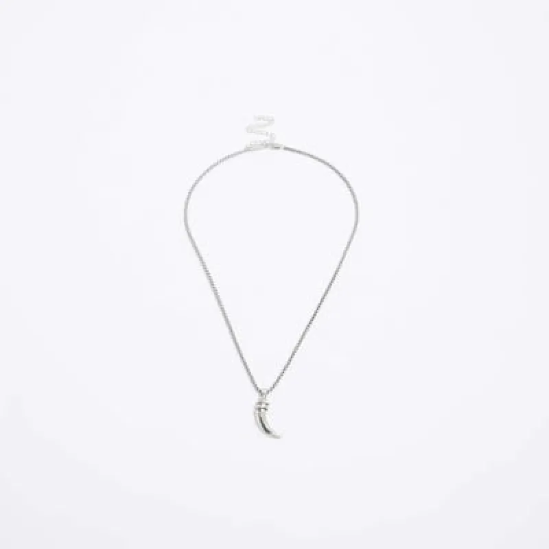 Silver Tusk Pendant Necklace sold by River Island
