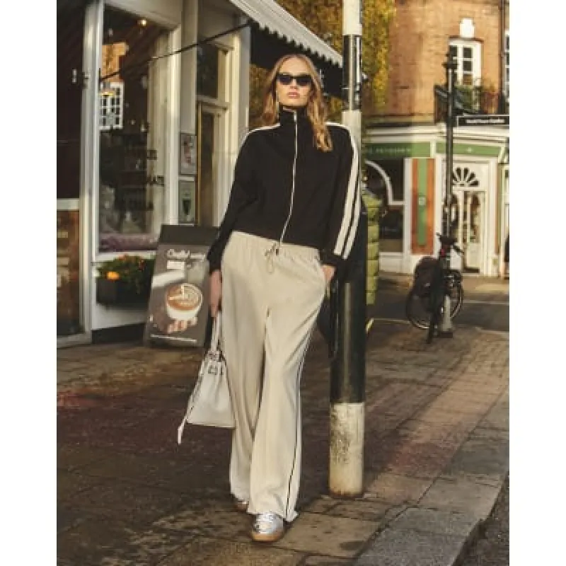 Cream Wide Leg Side Striped Joggers sold by River Island