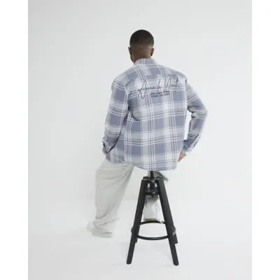 Blue Long Sleeved Back Print Check Shirt sold by River Island