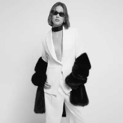 Cream Tuxedo Blazer sold by River Island