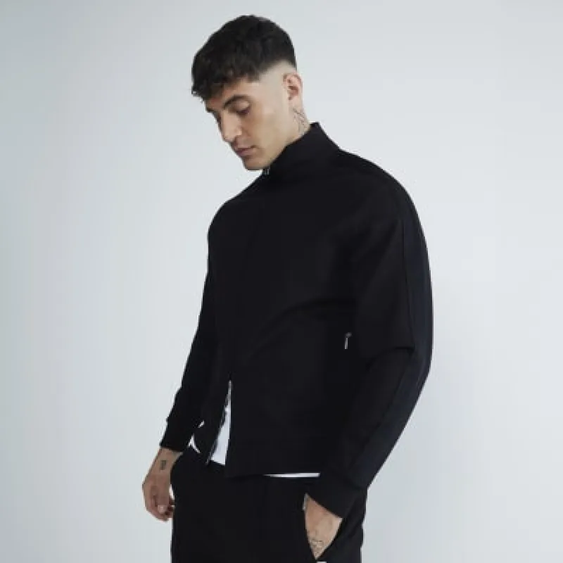 Black Regular Fit Zip Through Jacket sold by River Island