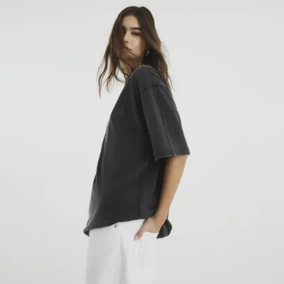 Grey Short Sleeve Boyfriend T-Shirt sold by River Island