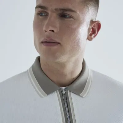 White Slim Fit Tipped Polo Shirt sold by River Island