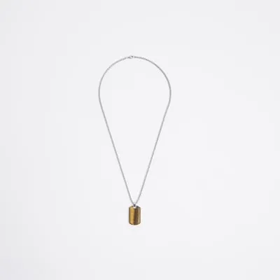 Brown Tigerseye Pendant Necklace sold by River Island