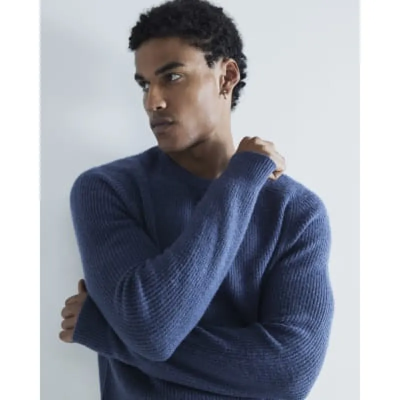 Blue Slim Fit crew neck jumper sold by River Island