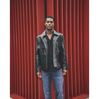 Black Faux Leather Jacket sold by River Island