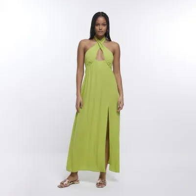Lime halterneck maxi dress sold by River Island