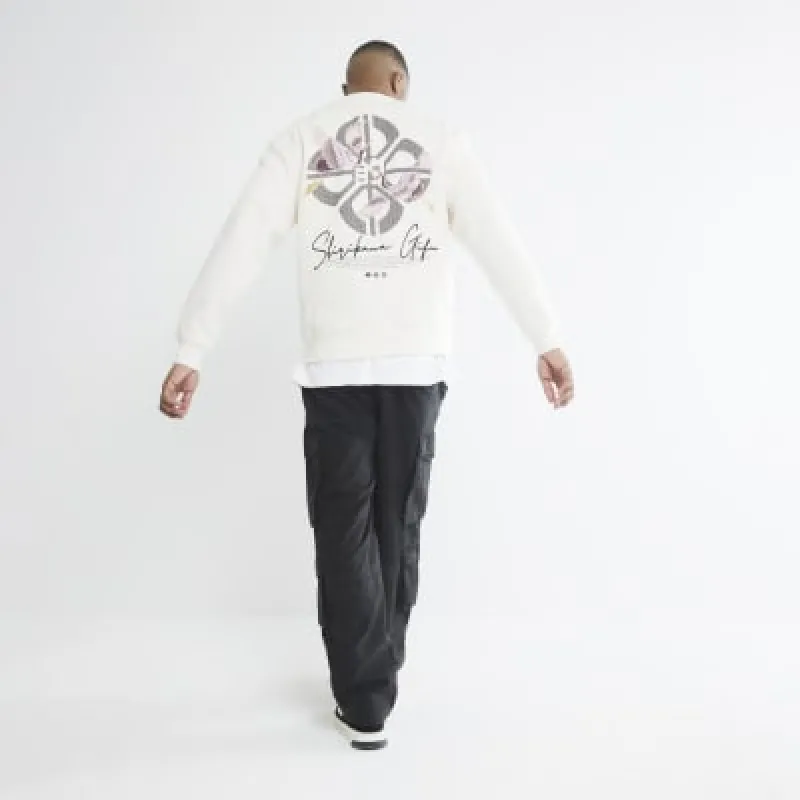 White Long Sleeve Shirikawa Crane Sweatshirt sold by River Island