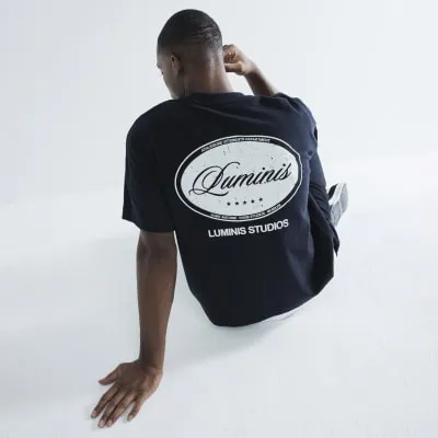 Black Luminis Oval Washed T-Shirt sold by River Island