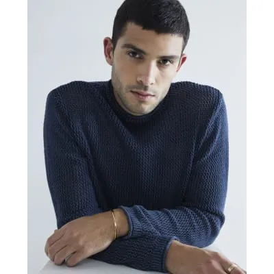 Navy Knit Washed Jumper sold by River Island