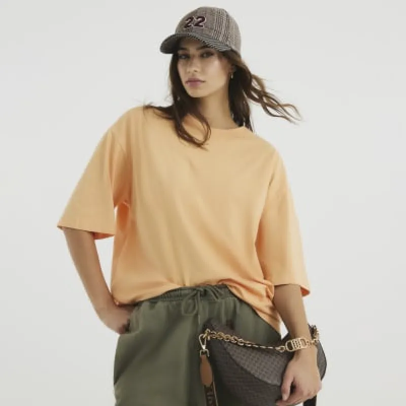 Orange Short Sleeve Boyfriend T-Shirt sold by River Island