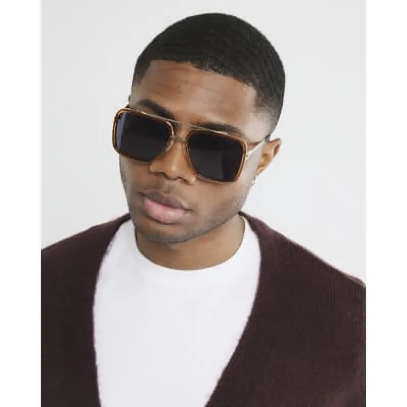 Gold Metal Navigator Sunglasses sold by River Island