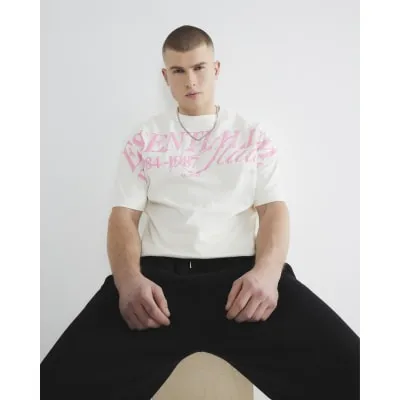 White Short Sleeve Essentialism Pink T-Shirt sold by River Island