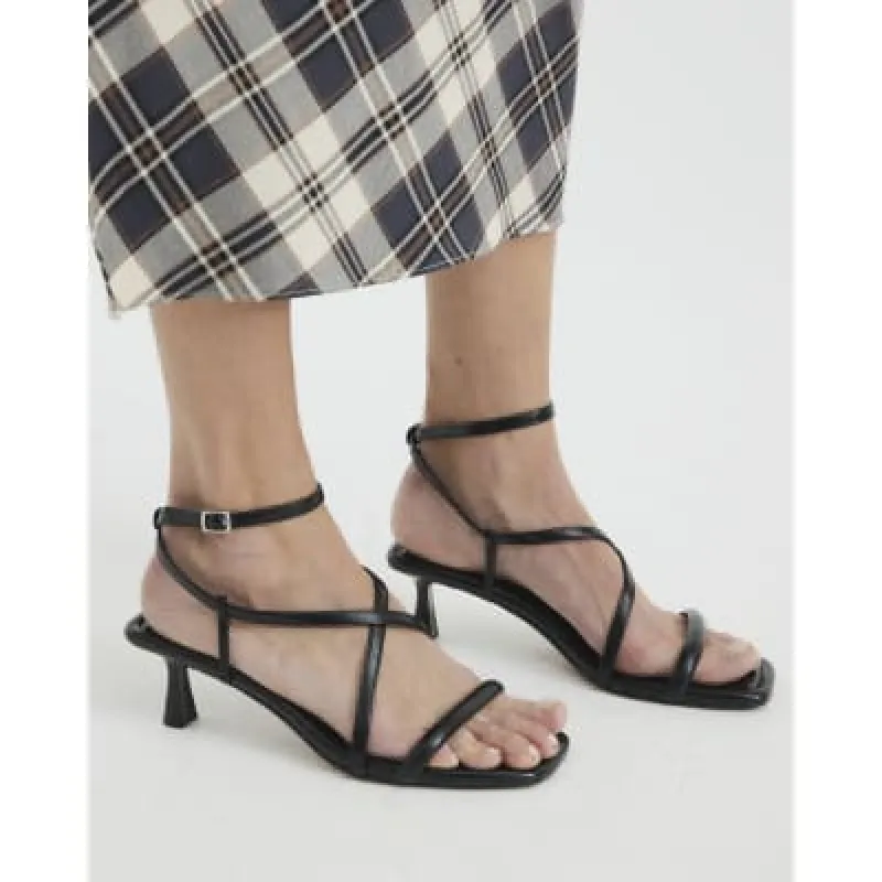 Black Wide Fit Kitten Heeled Strappy Sandals sold by River Island