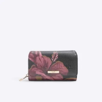 Black Floral Embossed Flap Purse sold by River Island
