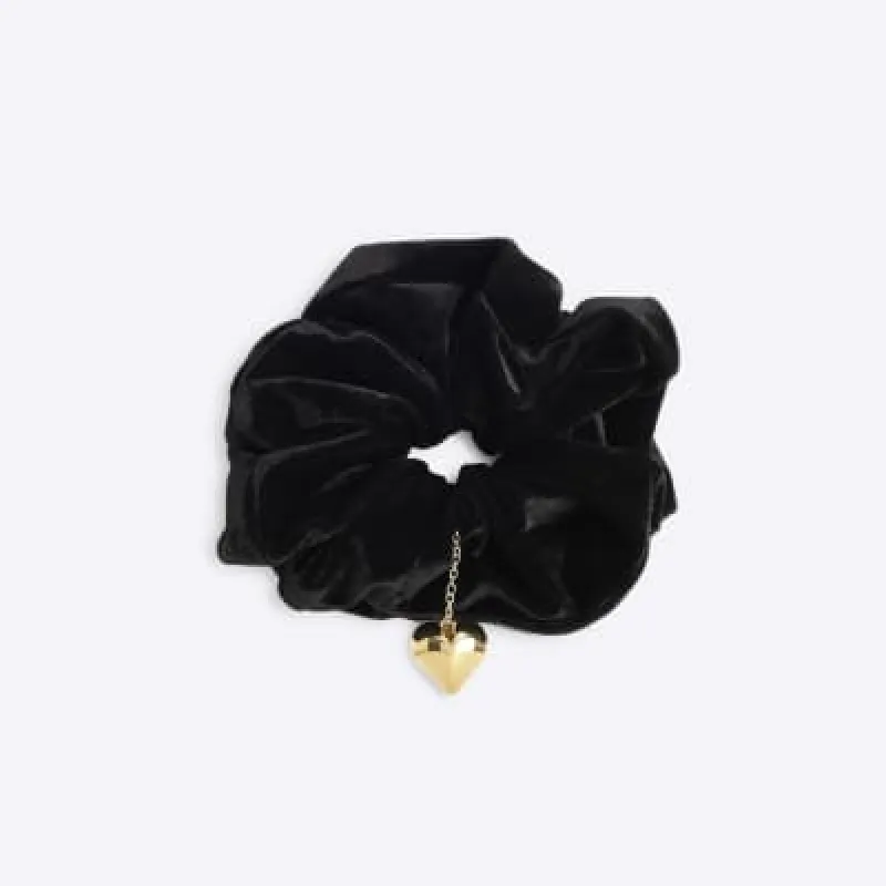 Black Velvet Charm Scrunchie sold by River Island