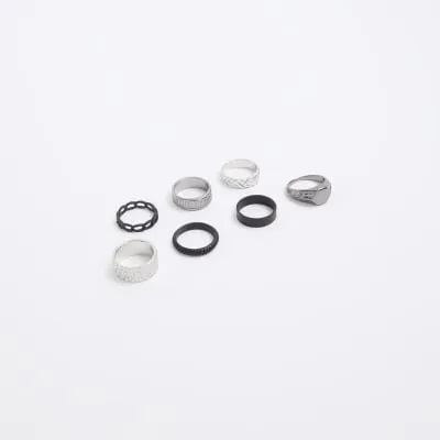 7 Pack mixed metal rings sold by River Island