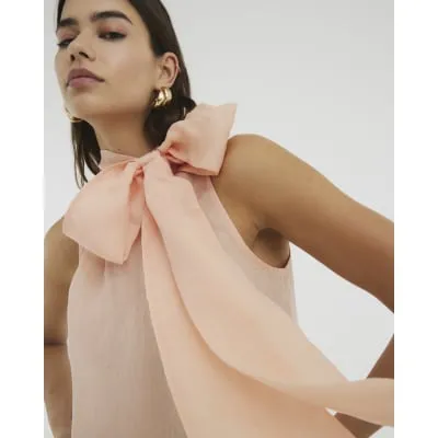 Pink Bow Neck Tie Blouse sold by River Island