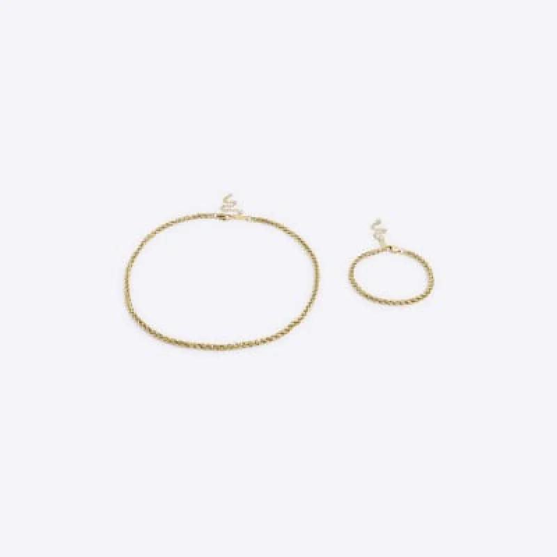 Gold Twist Chain Necklace Set sold by River Island