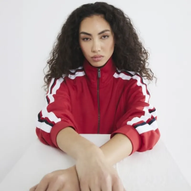 Red Zip Through Side Stripe Jacket sold by River Island