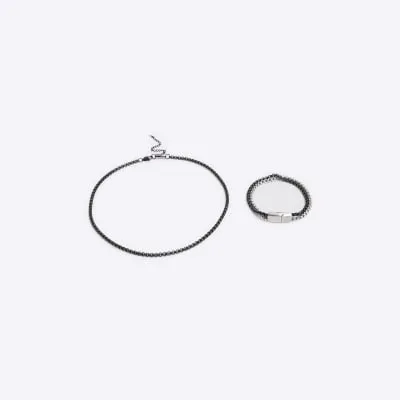 Black Chain Bracelet And Necklace Set sold by River Island