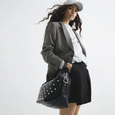 Black Stud Shoulder Bag sold by River Island