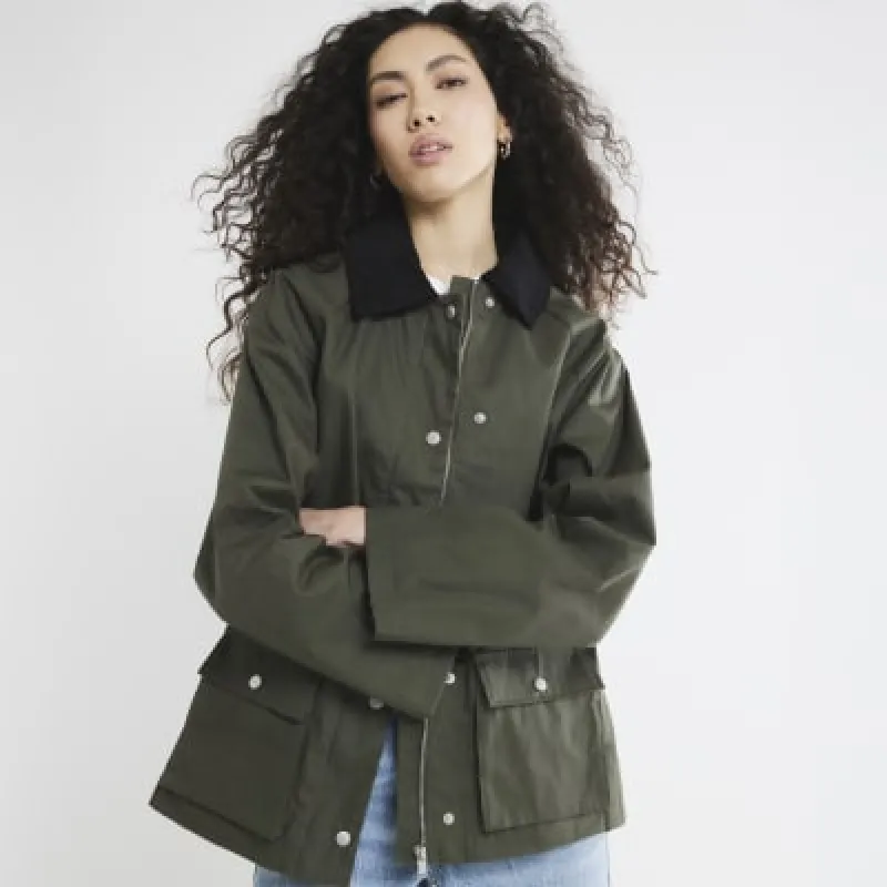 Khaki Waxed Jacket sold by River Island