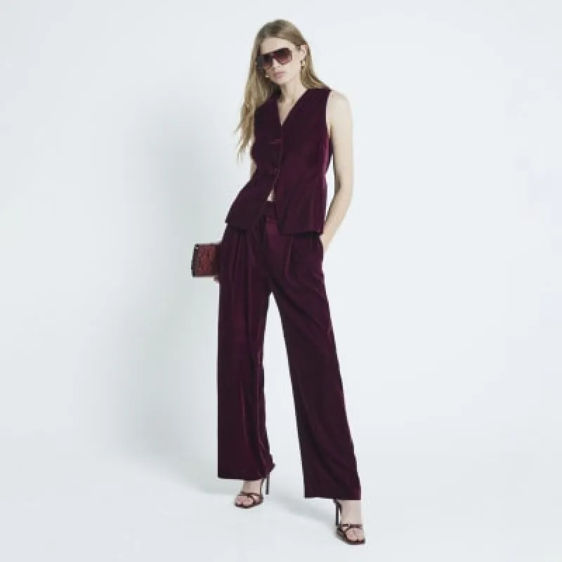 Red Velvet Tailored Waistcoat sold by River Island