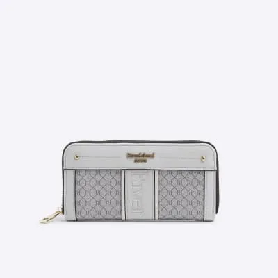 Grey Embroidery RI Zip Around Purse sold by River Island