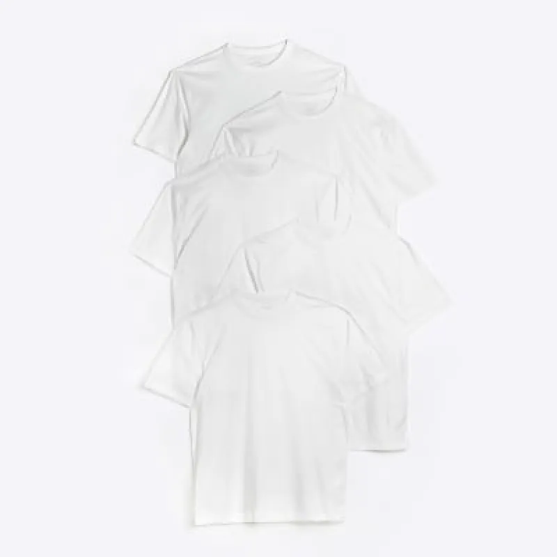 5 Pack white regular fit t-shirts sold by River Island