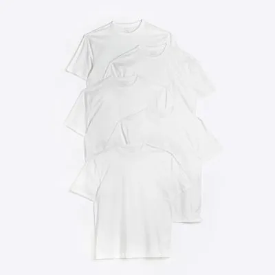 5 Pack white regular fit t-shirts sold by River Island