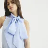 Blue Bow Neck Tie Blouse sold by River Island