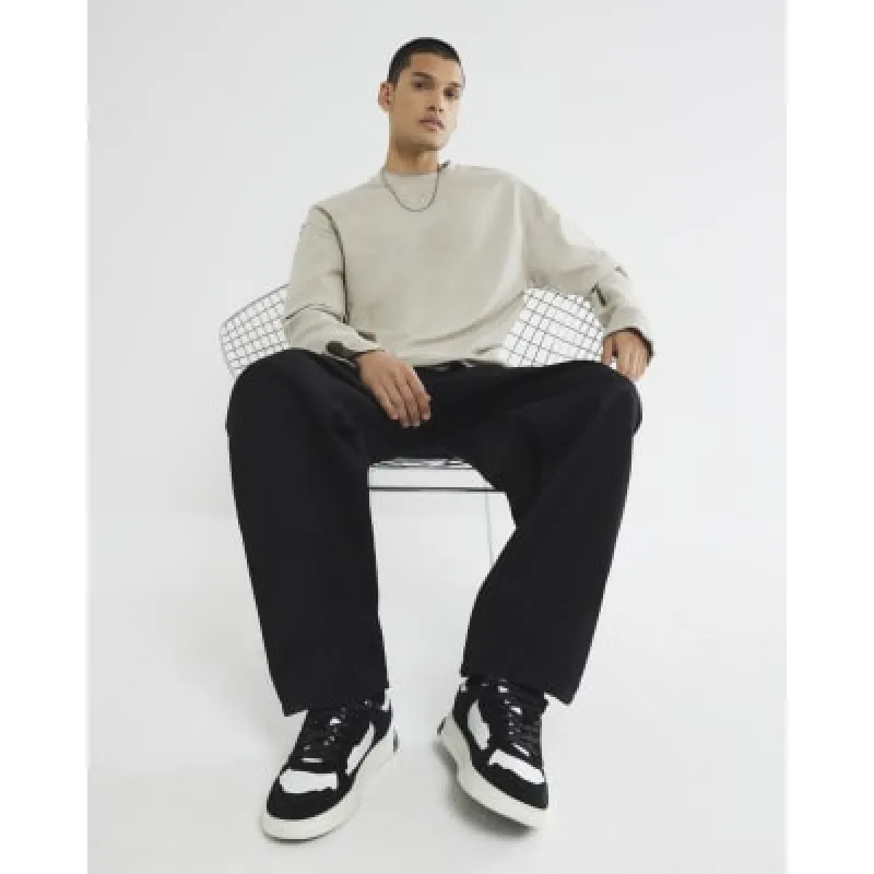 Black Loose Fit Carpenter Trousers sold by River Island