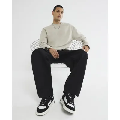 Black Loose Fit Carpenter Trousers sold by River Island