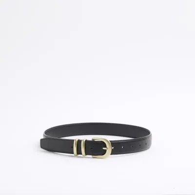 Black Faux Leather Jeans Belt sold by River Island