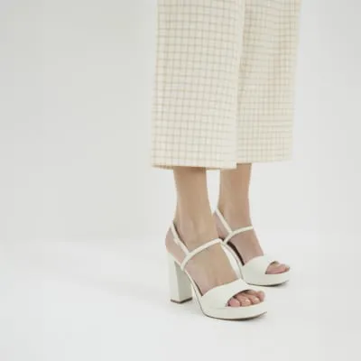 White Sling Back Platform Heeled Sandals sold by River Island