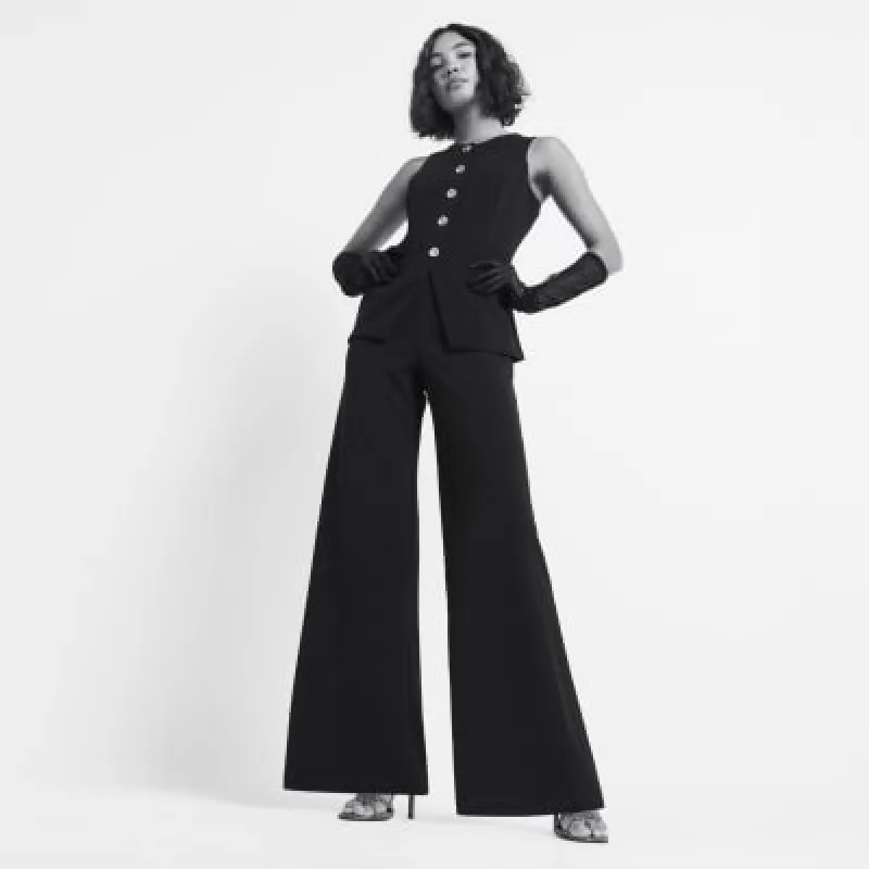 Black Longline Waistcoat Jumpsuit sold by River Island