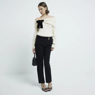 Black Button Front Trousers sold by River Island