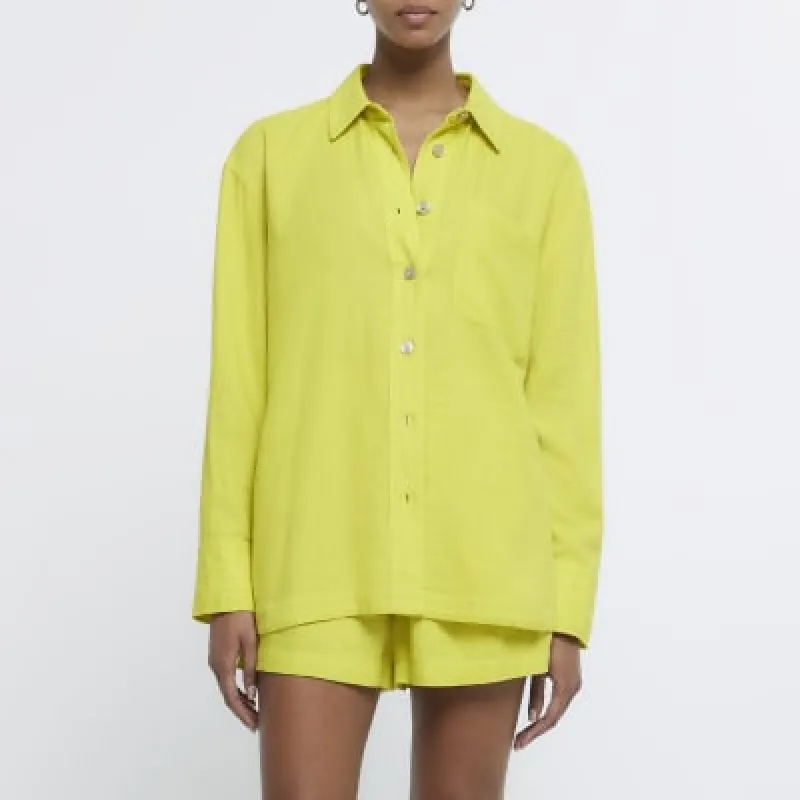 Yellow oversized shirt with linen sold by River Island