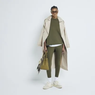 Khaki High Waisted Ribbed Leggings sold by River Island