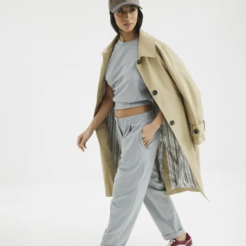 Petite Grey Barrel Leg Pleat Front Trousers sold by River Island