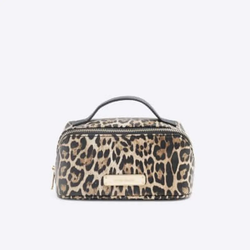 Brown Leopard Make Up Bag sold by River Island