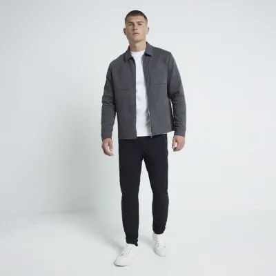 Grey Long Sleeve Slim Jacquard Shacket sold by River Island