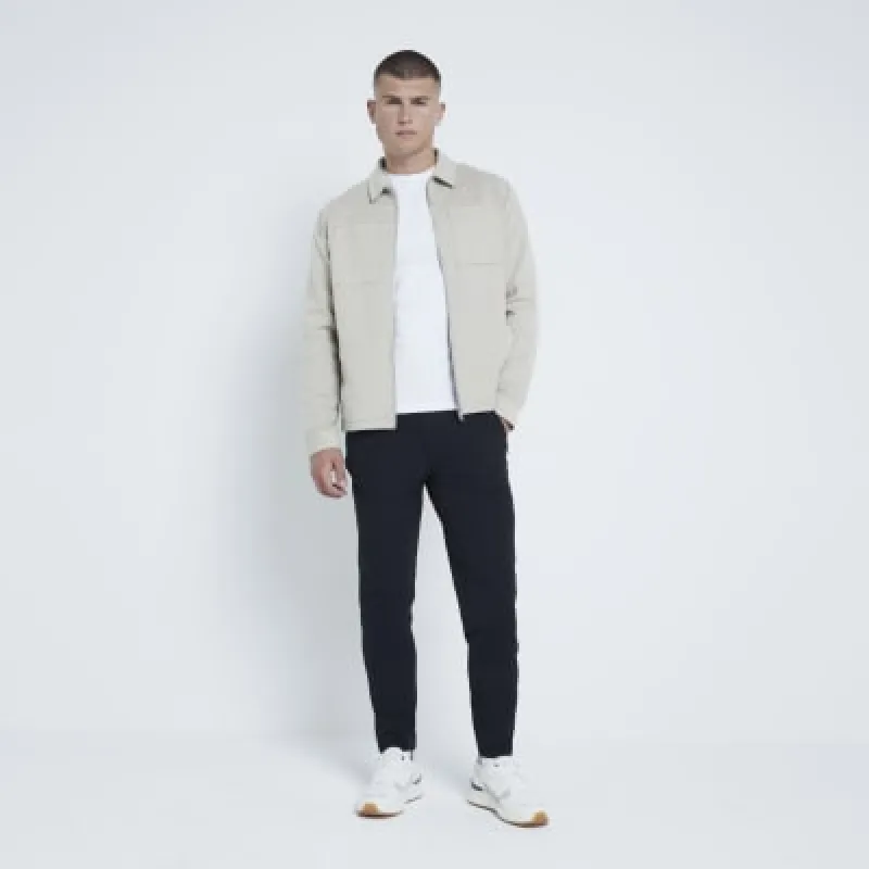 Stone Light Long Sleeve Slim Jacquard Shacket sold by River Island