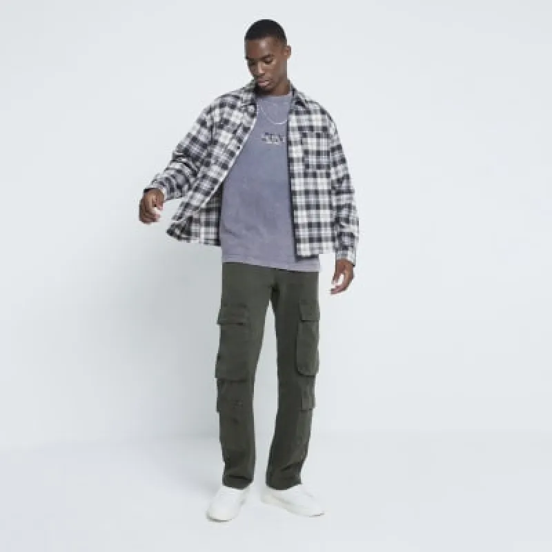 Green Denim Loose Fit Cargo Jeans sold by River Island