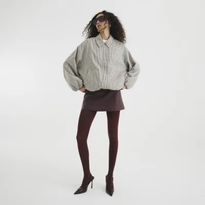 Premium Burgundy Leather Mini Skirt sold by River Island